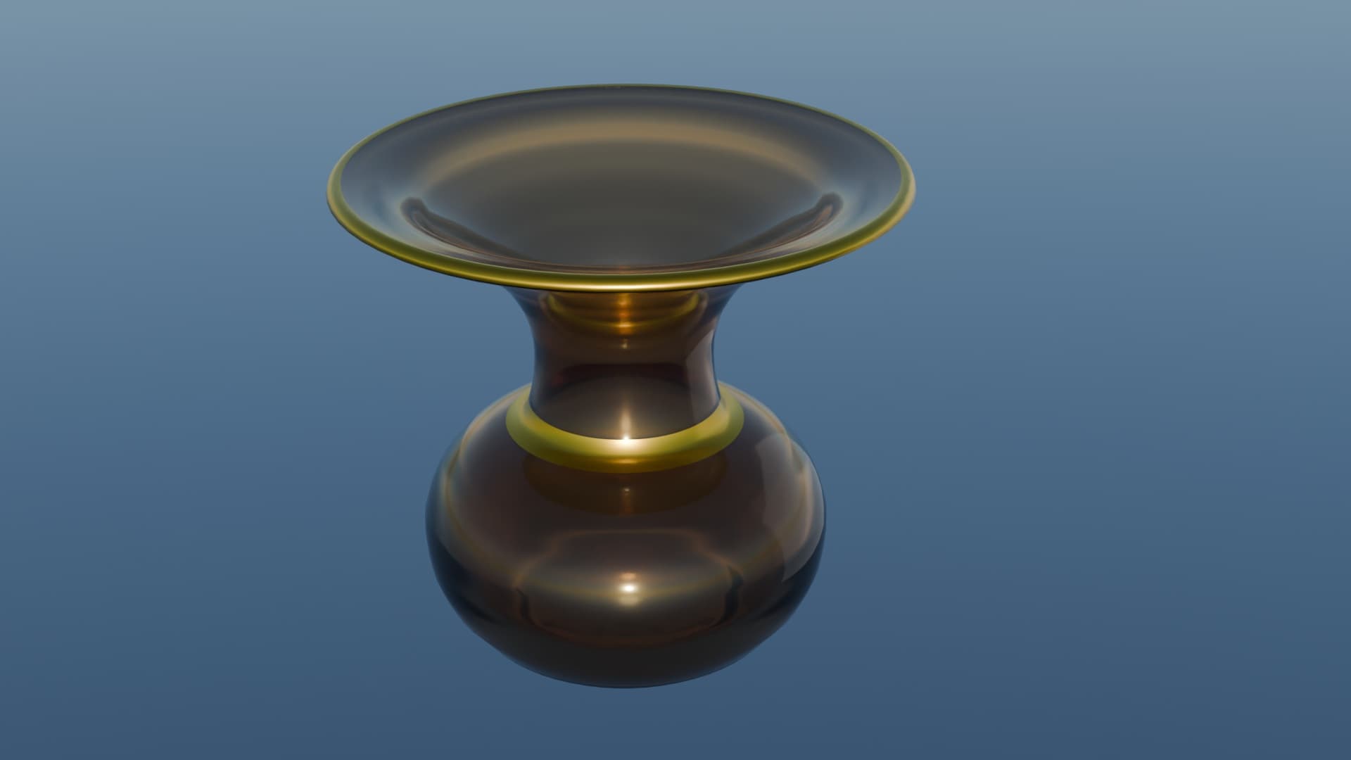 Amber Nocturne – Smoked Amber Glass Vase with Gold Accents