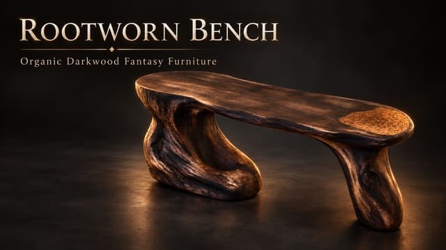 Rootworn Bench – Organic Darkwood Fantasy Furniture